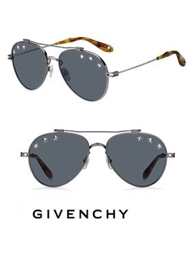 GIVENCHY GV-7057-N-STARS Crystal Gray Lenses UV Protection Aviator Sunglasses